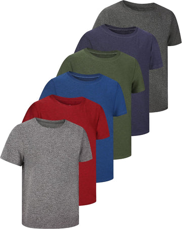 5/6 Pack Youth Boys Athletic Shirts Short Sleeve Quick Dry Active Tops