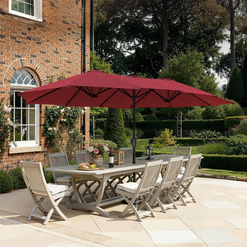 13FT Outdoor Umbrella Double sided Pool Umbrellas with Fade Resistant Canopy, Large Table Umbrella - Beige(No Base)