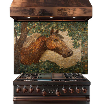 Tempered Glass Backsplash, Mosaic Look Horse Glass Backsplash, Kitchen Backsplash Behind Stove, Backsplash Wall, Easy