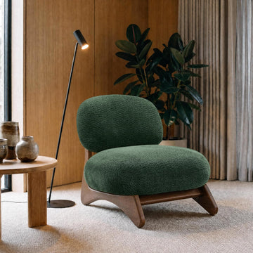 Dina Low Profile Modern Accent Chair, Upholstered Lounge Chair Indoor, Single Sofa Chair with Wooden Frame & Thick
