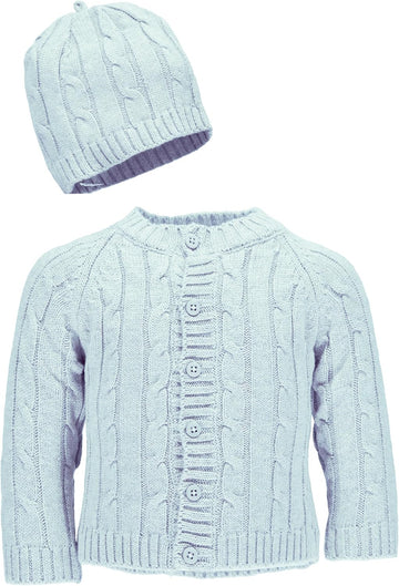 Dove Newborn Cable Knit Cardigan & Beanie - Baby Gift Set