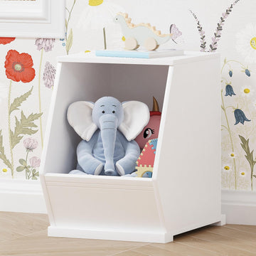 Kids Toy Storage Organizer, Stackable Bins, Cubby Toy Shelf | DIY Play Space, Slanted Front Panel, Wooden Toy