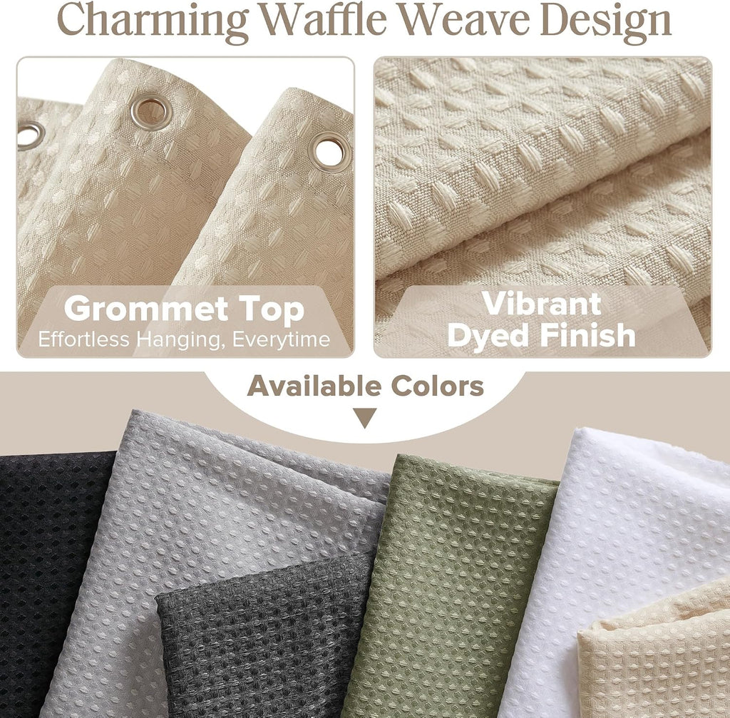 Arbor Waffle Shower Curtain , 72 x 72, Beige | Adds Privacy, Machine Washable, Farmhouse, OEKO-TEX Certified Bathroom