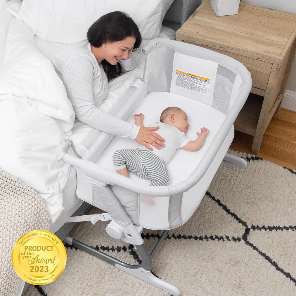 Beside Me Dreamer Bassinet | Bedside Sleeper | 7-Position Height Adjustment | Driftwood Grey