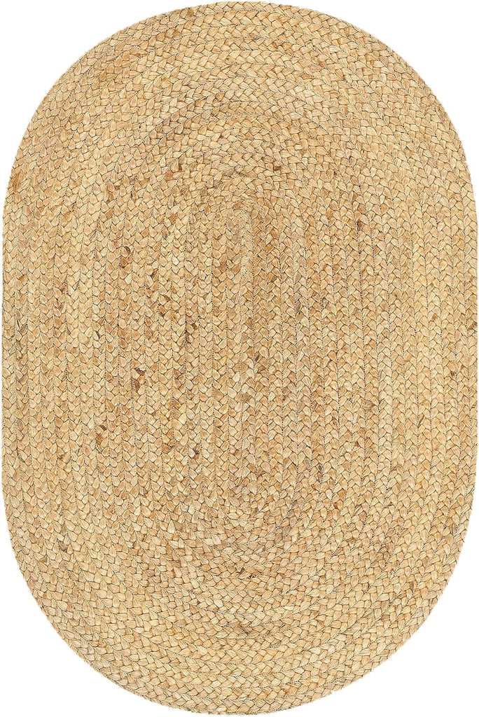 LR Home Natural Jute 2x3 Oval Area Rug for Home Decor | Braided Rugs for Living Room, Bedroom, Playr