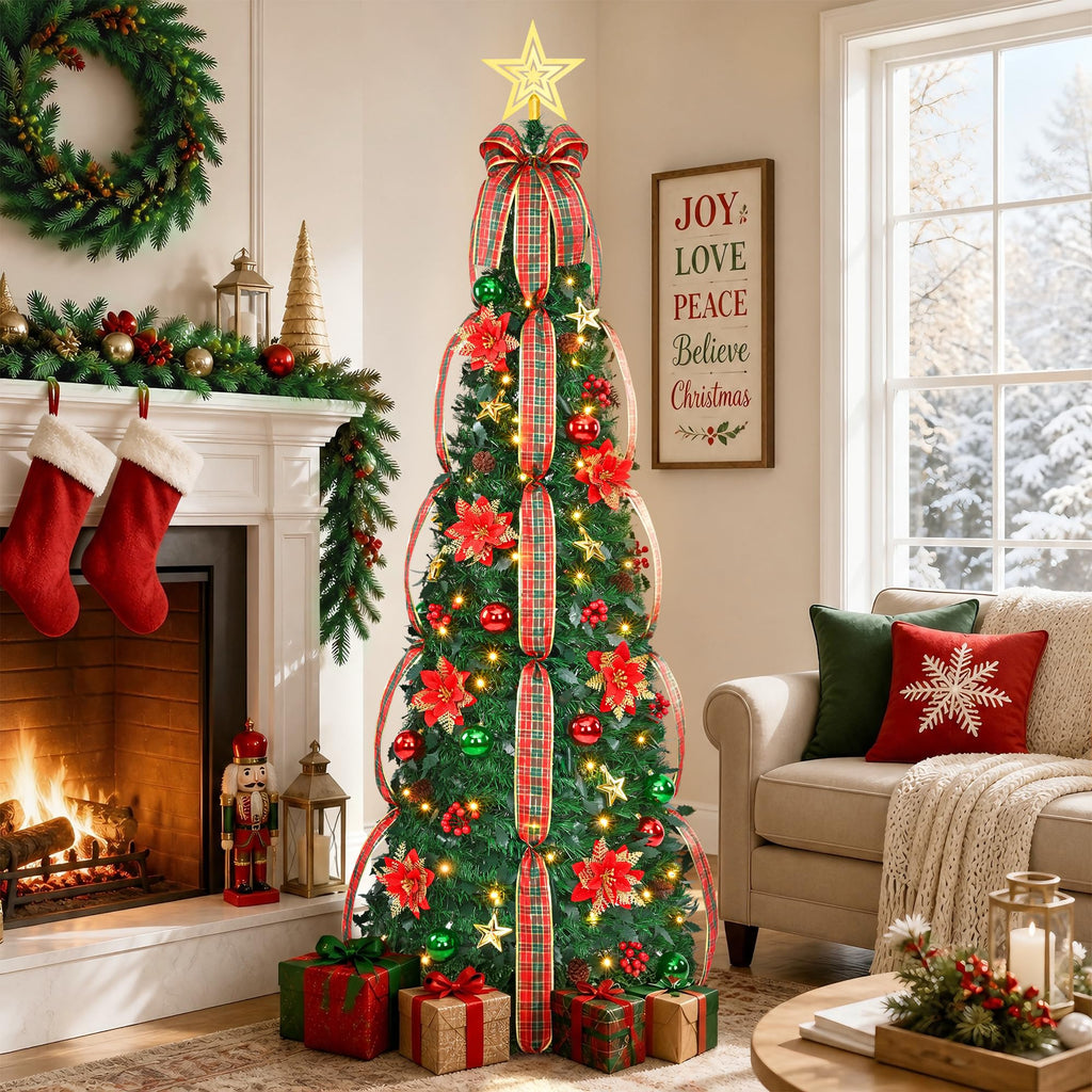 Prelit 6Ft, Pop Up with 200 Warm Lights