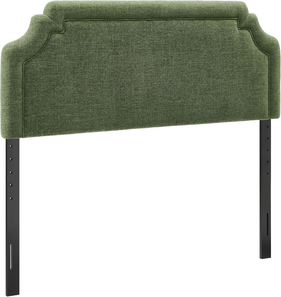 Queen Upholstered Fabric Headboard in Foliage - Padded Cushioned Headboard with Woven Heathered Upholstery