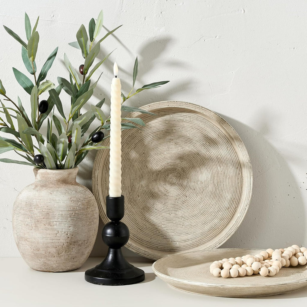 Decorative Table Tray Round Trays Home Decor Cement (11.8" Retro) | Farmhouse for Table Candle Organizer Living Room