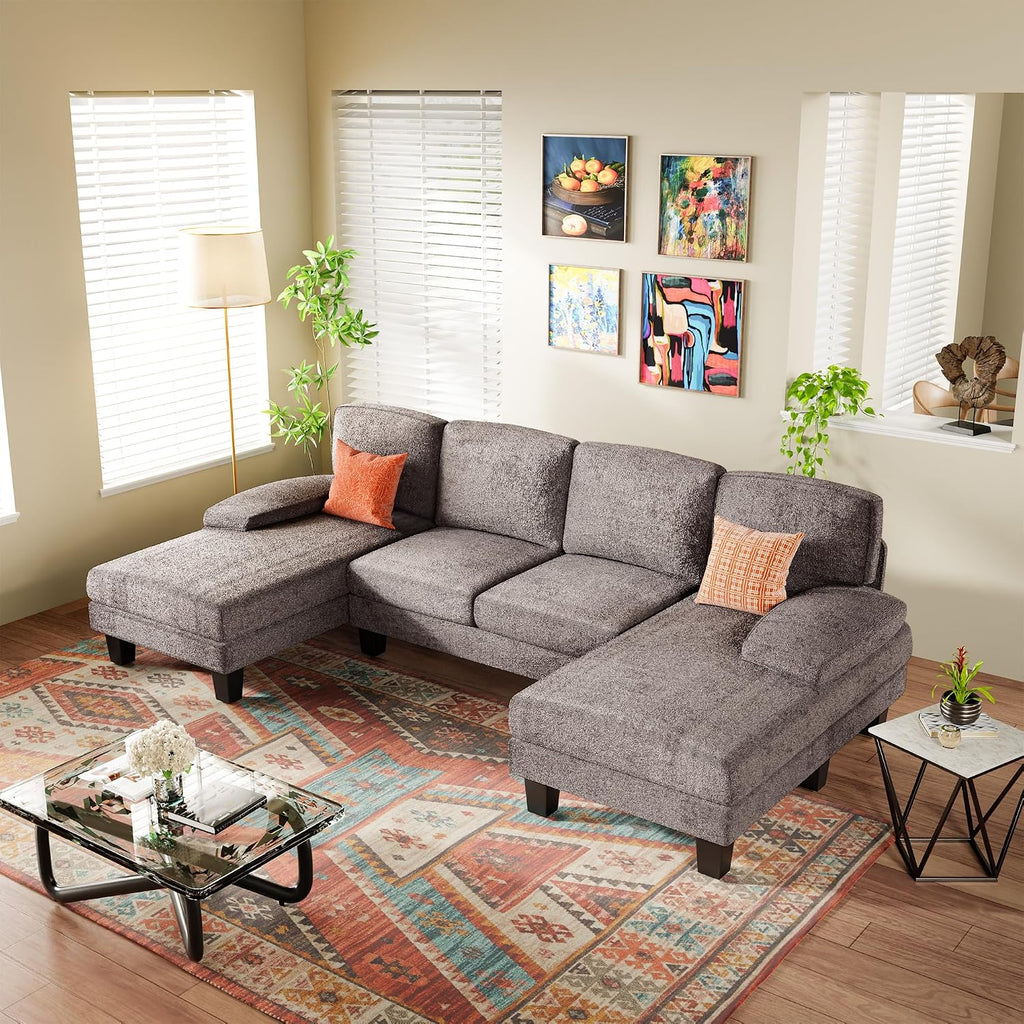 Sectional Couch , Modern Cloud Couch with Deep Seat and Chaise, U-Shaped Sofa Couches with Padded Armrest for Small