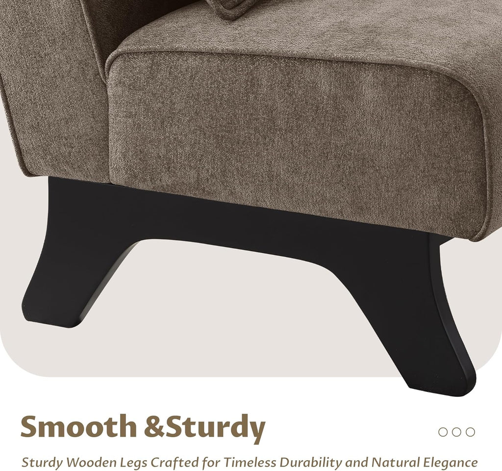 Upholstered Armless Accent Chair,Modern Comfy Living Room Chairs with Wooden Legs& Pillows,Lounge Sofa Side Chair