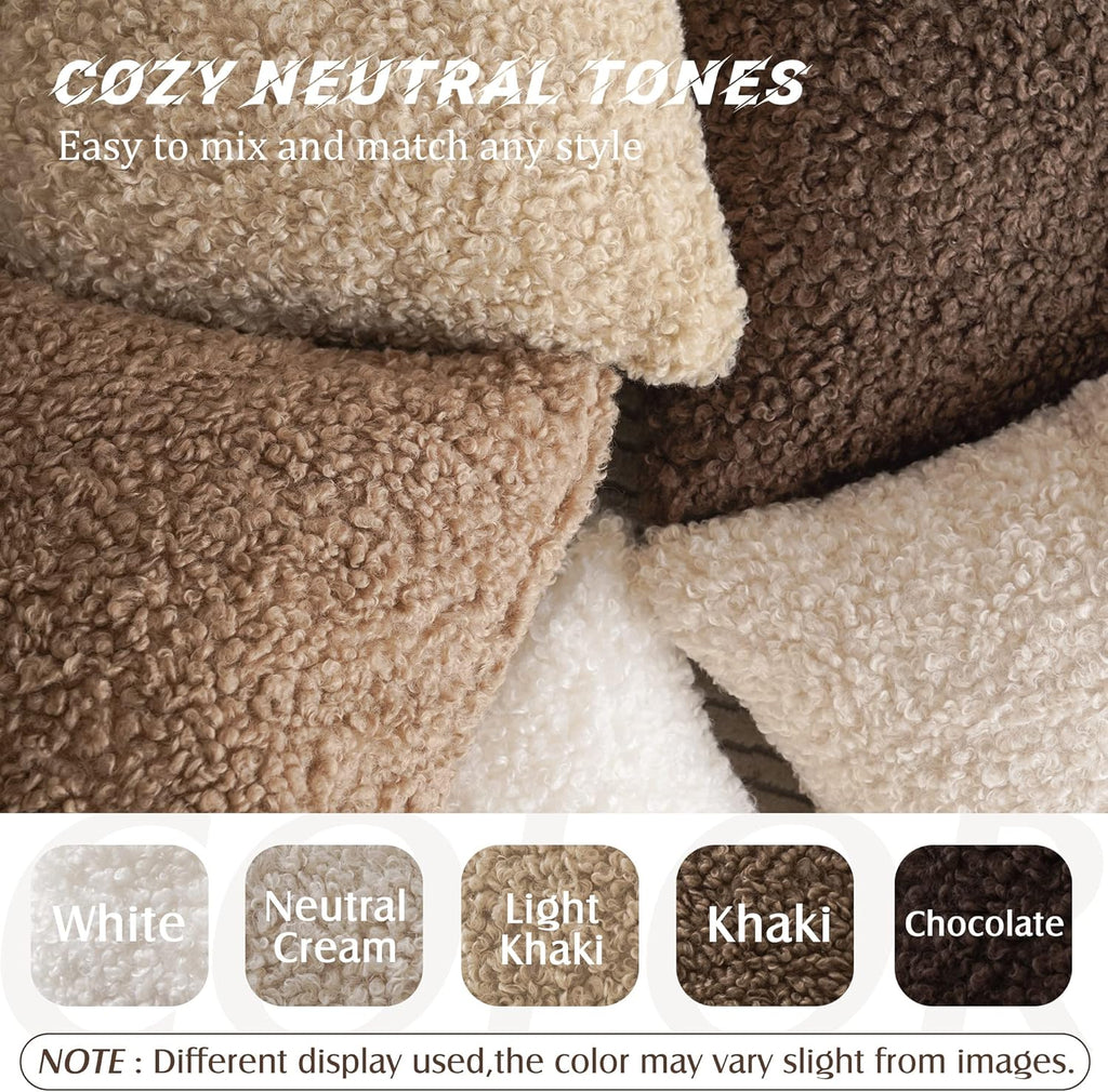 2 Pieces 20x20 Inch Light Khaki, Faux Fur Throw Pillow Cover Accent Pillow Fuzzy Soft Pillowcases Sheepskin