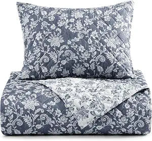 Twin/Twin XL Quilt Set-2 Pieces Soft Bedding Floral Reversible Coverlet - Set of 2