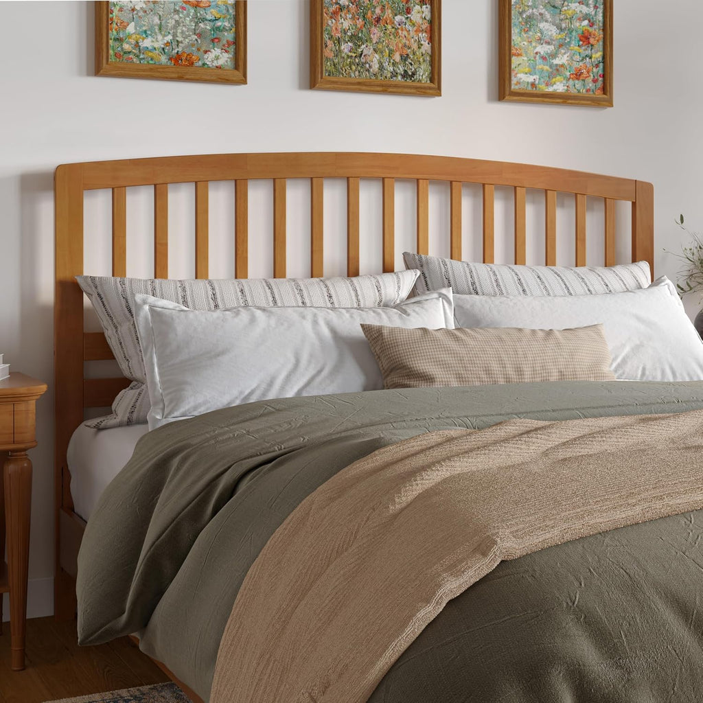 King Solid Wood Headboard, Light Toffee