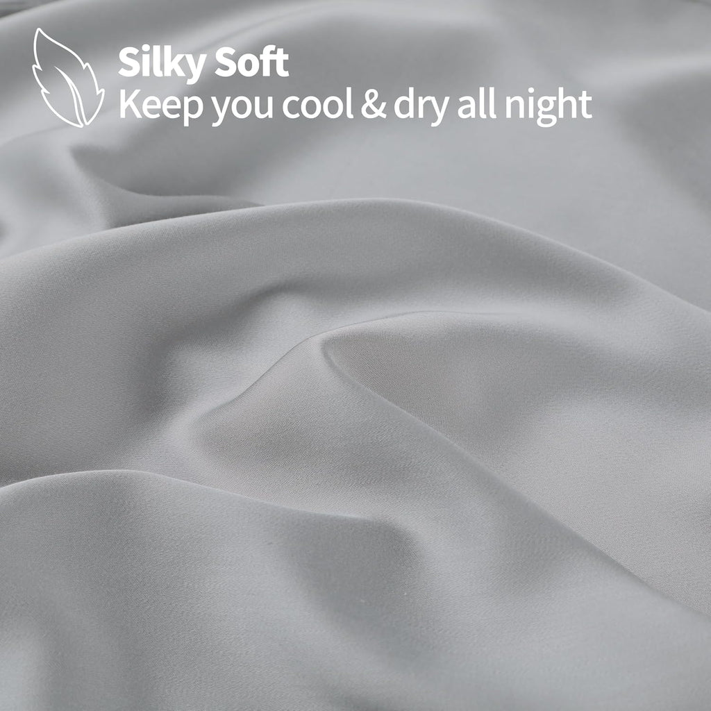 100% Bamboo Viscose Sheet Set, 400 Thread Count, Cooling Sheets for Hot Sleepers, 16" Deep Pocket, Ultra Soft