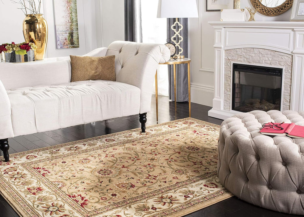 Lyndhurst Area Rug - 10' x 14', Beige & Ivory, Traditional Oriental Design, Non-Shedding & Easy Care