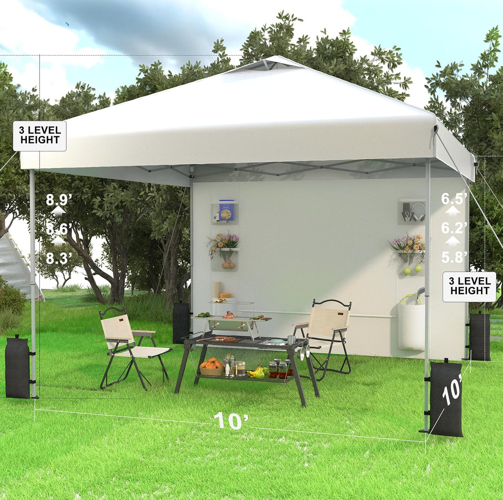 10x10 Pop Up Canopy with Sidewalls, Heavy Duty Instant Canopy Tent for Parties, Events, Camping, One Person Setup