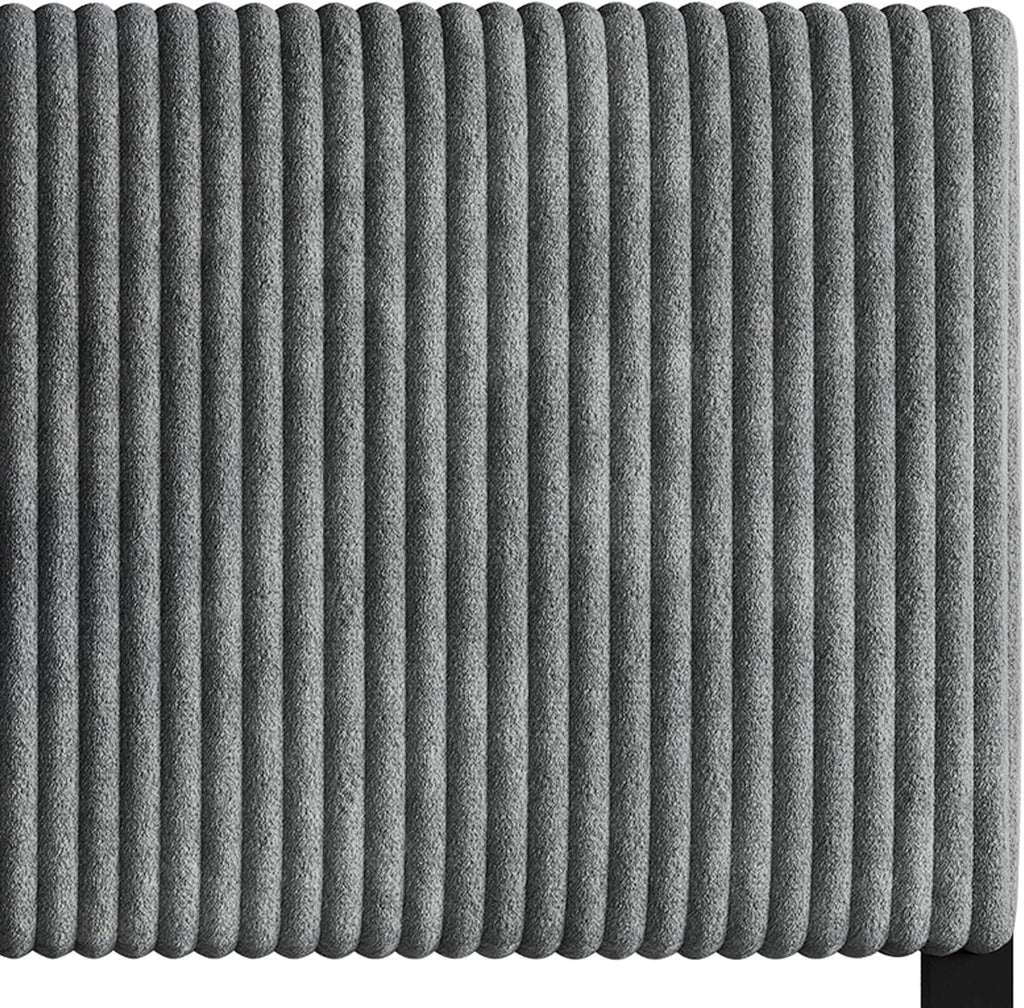 Queen Corduroy Velvet Upholstered Adjustable Headboard, Grey