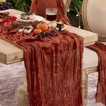 6 Pack Terracotta Cheesecloth Table Runner Boho Gauze Fall Decor