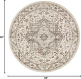 8ft Round Vintage Living Room Area Rug - 8x8 Large Soft Washable Oriental Traditional Distressed Far