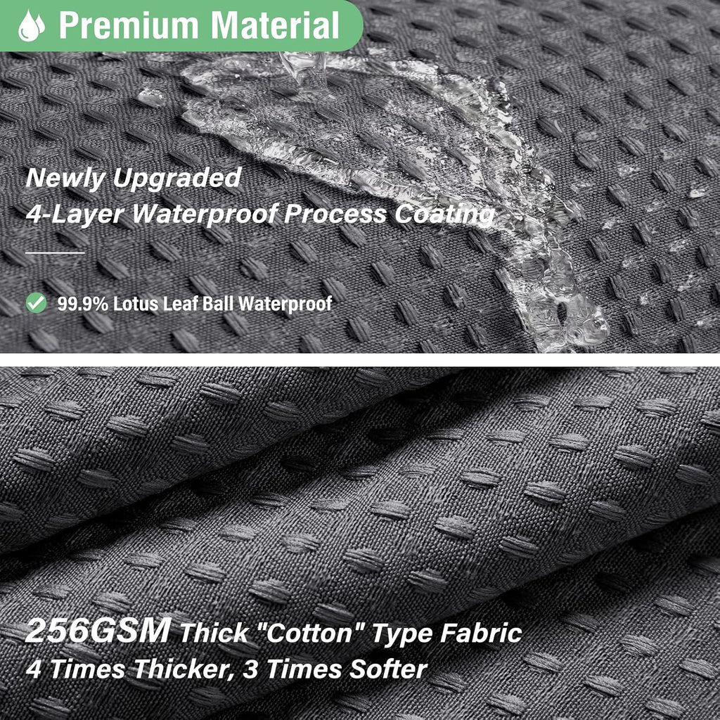 Waffle Shower Curtain 256GSM Heavy Duty Fabric 72x72 Charcoal Grey | Thick Polyester Cloth, Weighted Hem, Water