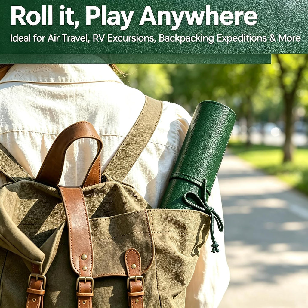 Travel Backgammon Set for Adults,Roll-up Game w/Camping Backpacking Trips