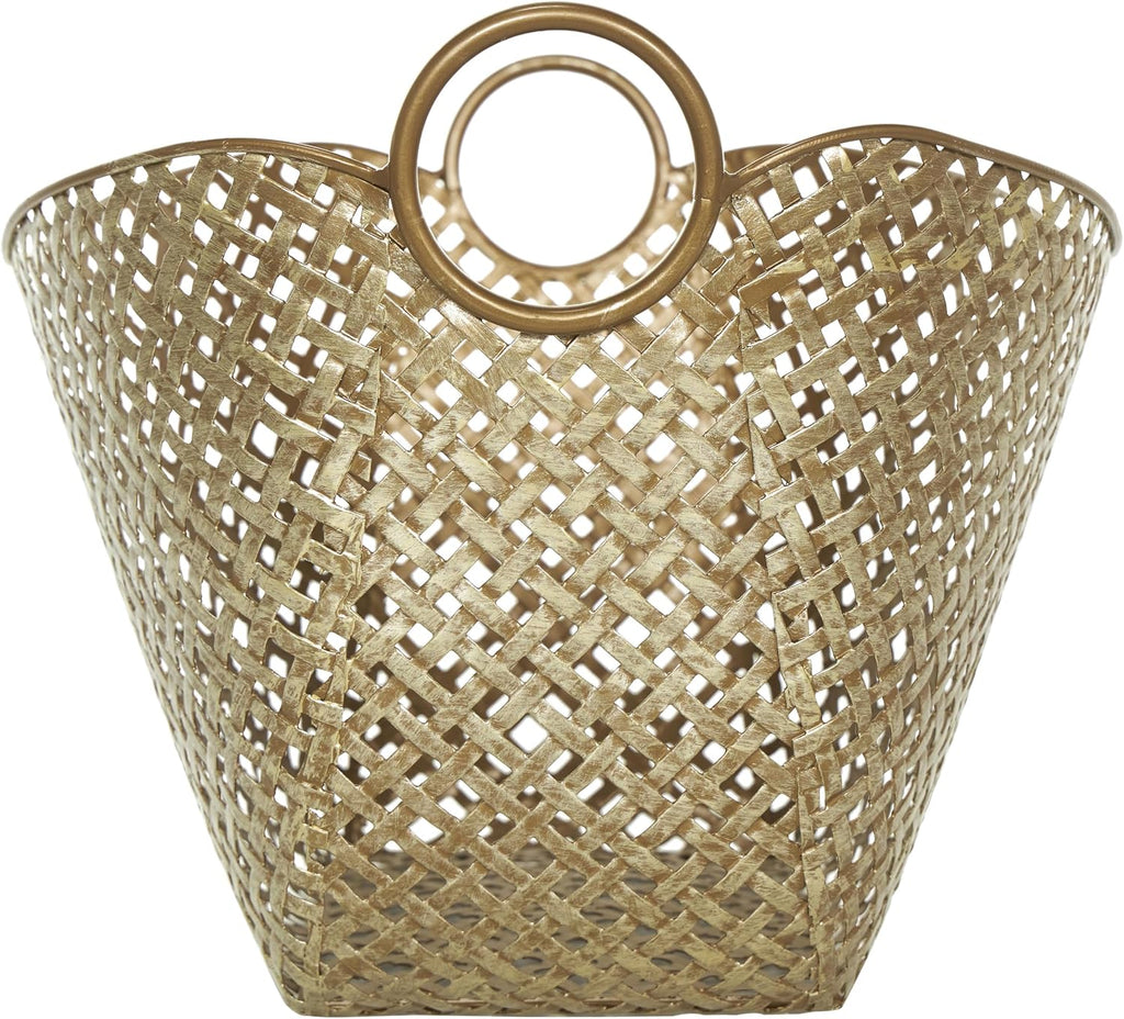 79 Metal Handmade Decorative and Functional Storage Basket Woven Inspired Basket Organizer with Handles, Basket for
