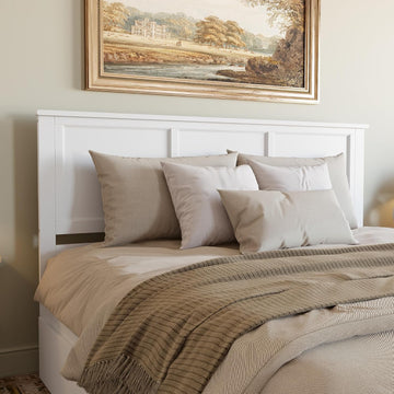 King Solid Wood Panel Headboard, White