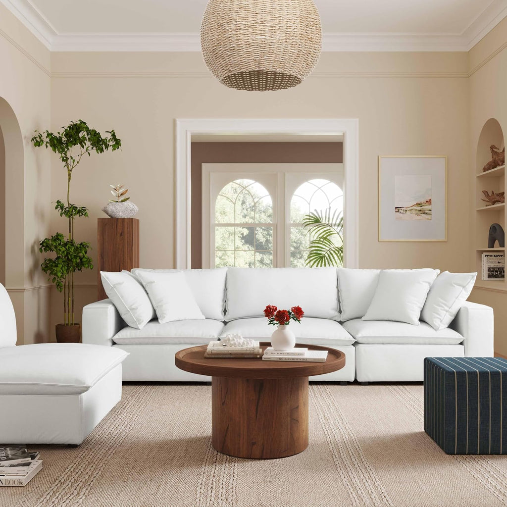 Cali Pearl Modular White Upholstered 4 Piece Sectional