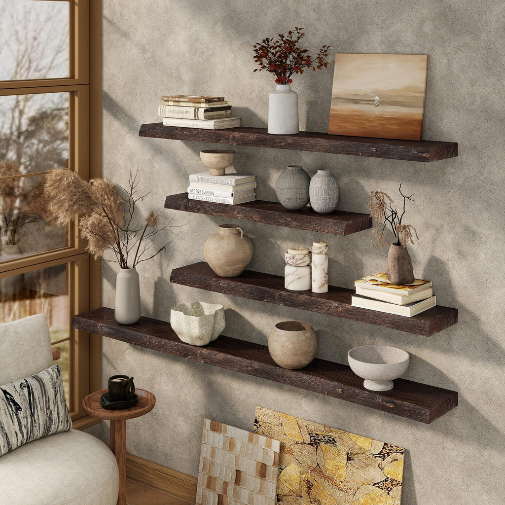 36in Wood Floating Shelves for Wall Mounted, 2Pack|Walnut