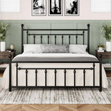 14 Inch King Metal Platform Bed Frame with Victorian Vintage Headboard and Footboard/Mattress Foundation/Under Bed