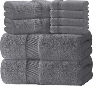 Luxury Bath Towel Set of 8 Pieces - 100% Turkish Cotton Highly Absorbent Towels , 2 Luxury Bath Towels 700GSM, 2 Hand