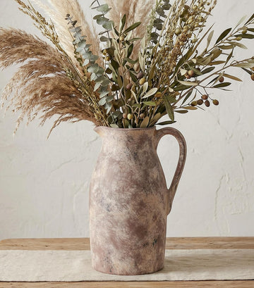 Ceramic Flower Vase with Handles,11" Neutral Tall Clay Terracotta Vases Farmhouse Table Vases with Handle Living Room