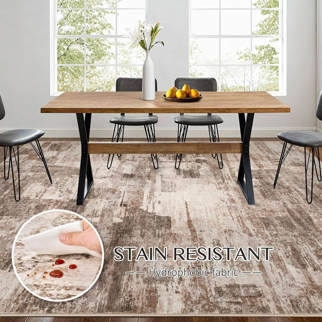 Washable Area Rug - Abstract Soft Non-Slip Modern Low-Pile Carpet