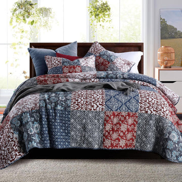 Queen Comforter Set for Bed - 100% Cotton Quilts Queen, Green, Sage Bedspreads (90 * 98 Inch) with 2 Pillow Shams