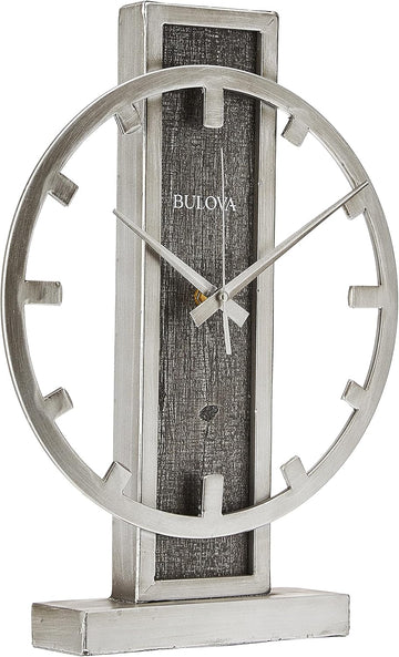 Bulova B1864 Streak Tabletop Clock, Aged Silver-Tone 2.63 x 12 x 16