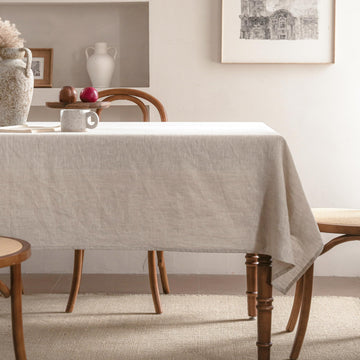 100% Pure Linen Tablecloths 60x144 Inches- Machine Washable Rectangular Tablecloth for Dining, Parties, Picnic