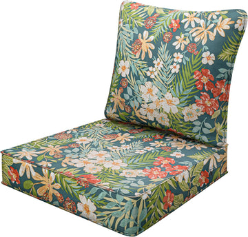 Outdoor Chairs Cushions with Back, Zippered Patio Back&Seat Cushion, 24" x 24" Waterproof Deep Seat Cushions