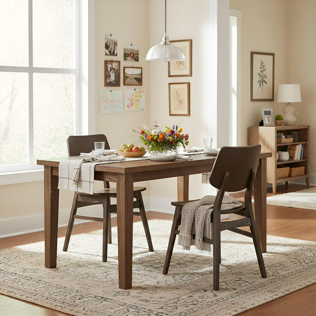 Mid Century Modern Set of 2 Dining Chairs - Solid Wood Chair Set with Minimalist Design for Dining