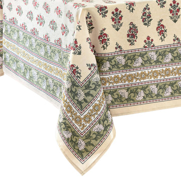 Nomad Harvest Block Print Rectangle Tablecloth, Multicolor - 60" W x 84" L
