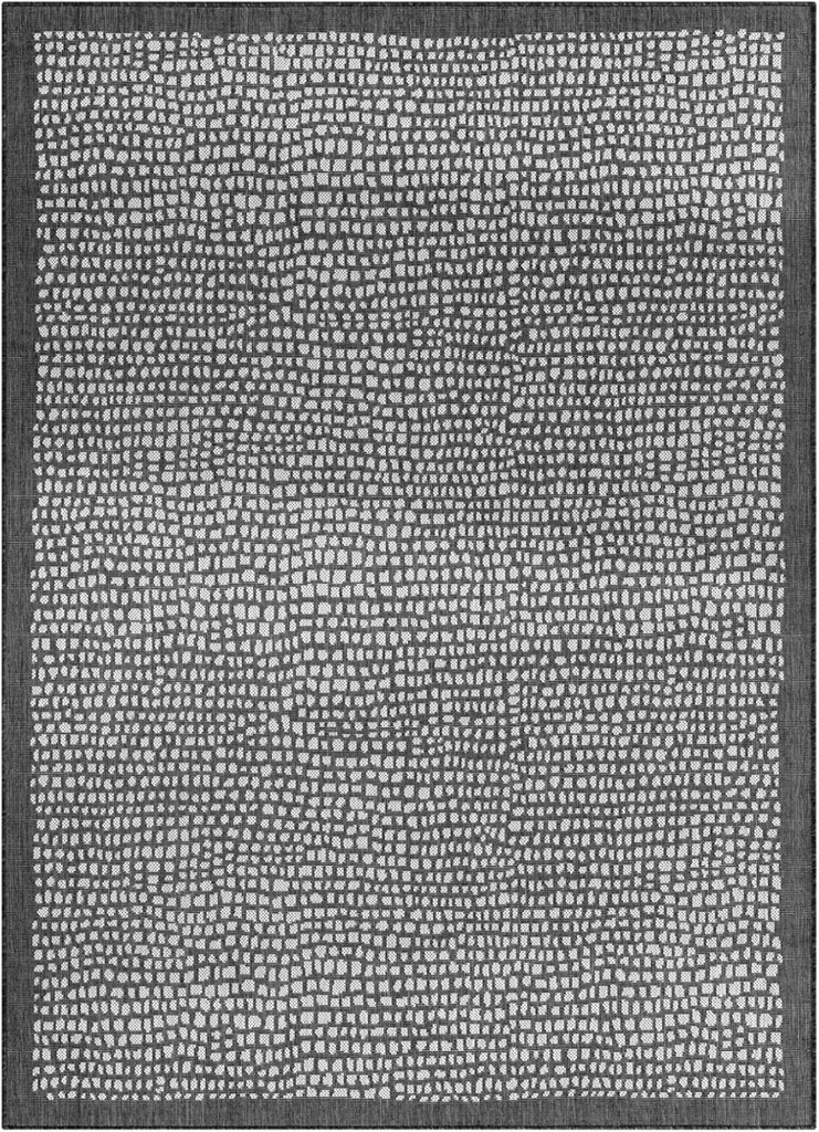 Marlin Transitional Indoor/Outdoor Area Rug, Black, 7'10"x10'2"