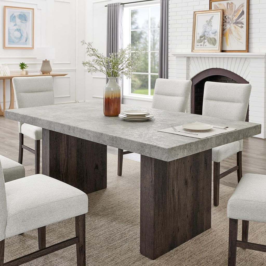 Sorlen Modern 72" Dining Table with 3D Faux Concrete Top