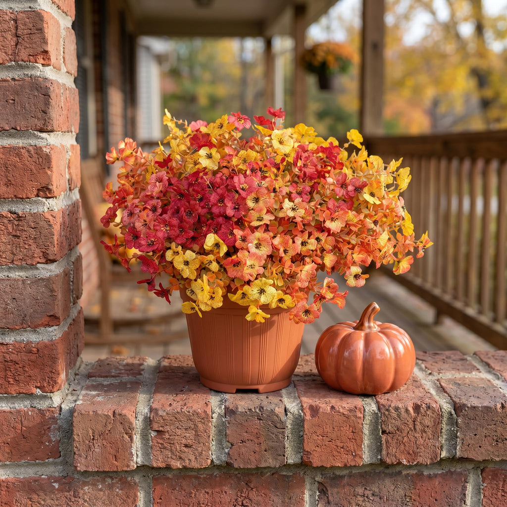 Artificial Violet Mums Flowers for Autumn Outdoor Decor, 12-Stem Multi Pack Faux Fall Flowers for Front Porch, Patio