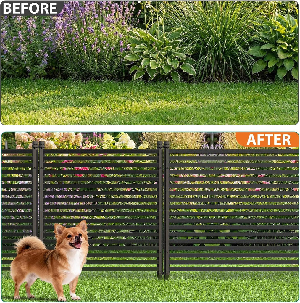 3 Pack Privacy Fence Panels for Outside, 48" h x 106" w No-Dig Metal Garden Fencing, Rustproof Decorative Panels for