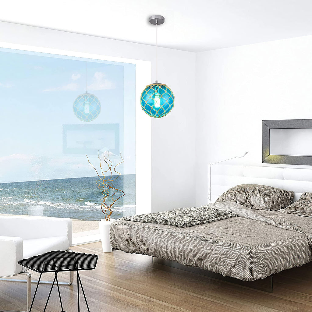 Blue Pendant Light Coastal Pendant Light Nautical Pendant Lighting Beach House Lighting Fixtures Ocean Lighting