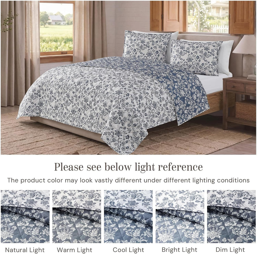 Twin/Twin XL Quilt Set-2 Pieces Soft Bedding Floral Reversible Coverlet - Set of 2