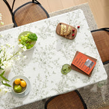 French Floral Tablecloths Rectangular Linen Table Cloth with Green Flowers Pattern Burlap Textured F