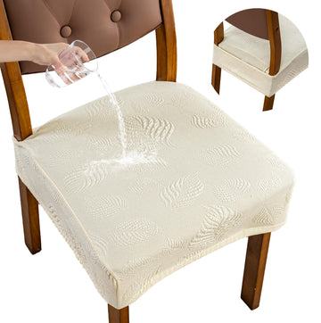 Waterproof Chair Covers Set of 6, Stretch Chair Cover, Beige