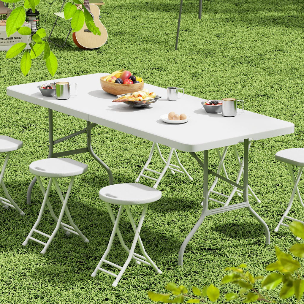 4ft Folding Table with Carry Handle, 48 Inch, White