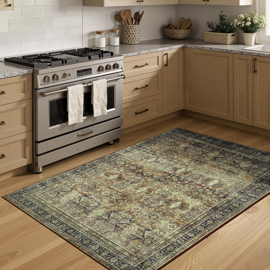 Area Rugs, Brown Washable Non-Slip Area Rug