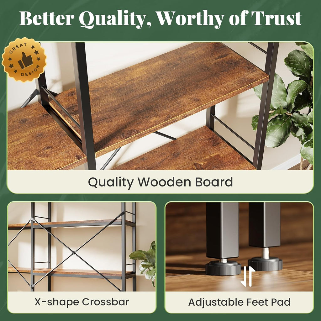 5 Tier Bookshelf, L Shaped Corner Bookshelf with 10 Open Shelves